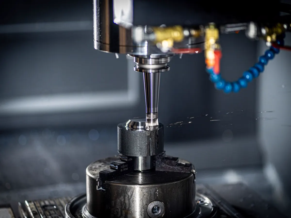 The milling head of a CNC machine